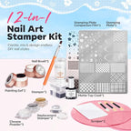 Modelones 16PCS Plaid Nail Stamping Kit – French Tip Stamper White Black - Image 6