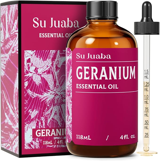 SU JUABA Geranium Essential Oil 4 Oz, 100% Pure & Natural Aromatherapy Oil by Unknown