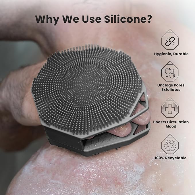 iTokGoK® Silver-Infused 2-in-1 Silicone Body Scrubber, Double-Sided Design Body - Image 3