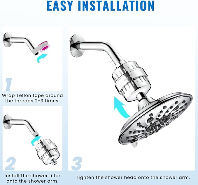 Ryamen Heavy Duty Shower Filter, Shower Water Filter, 99% REMOVAL Shower Head - Image 8
