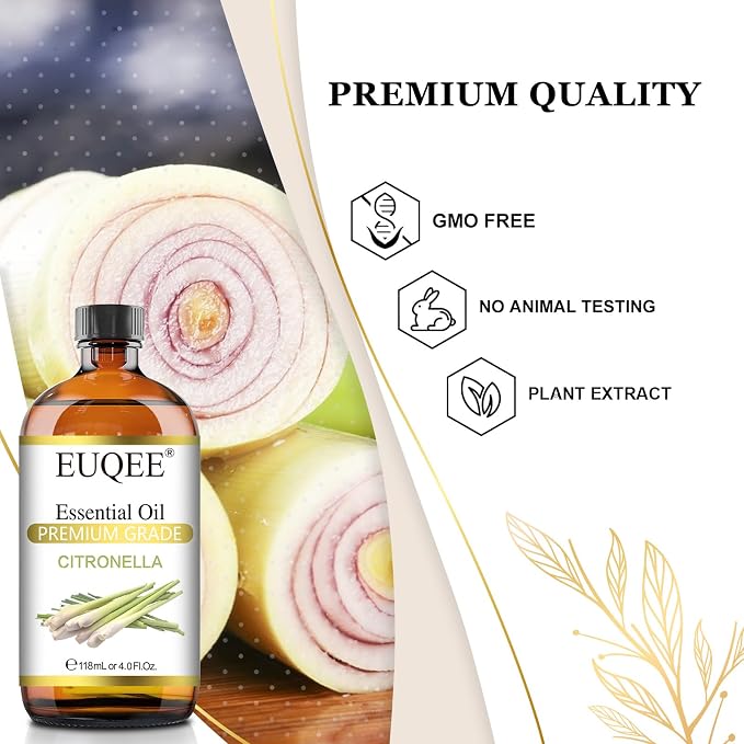 EUQEE Citronella Essential Oil, 118ml Large Gift Box Pure Citronella Oil - Image 3