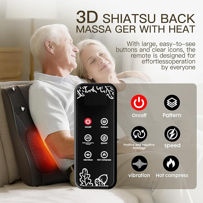 Back Massager with Heat, 4D Kneading Electric Massager - Image 4
