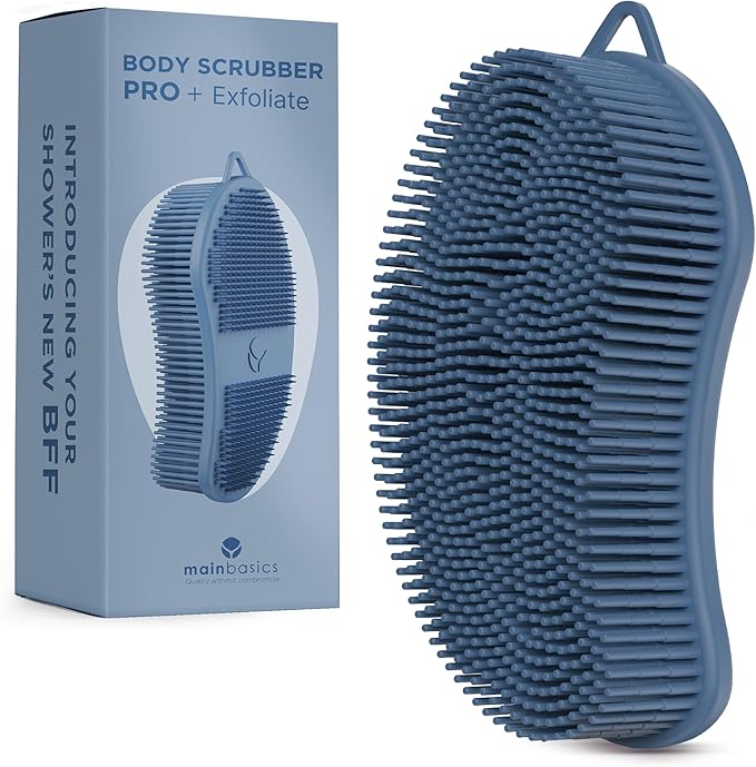 MainBasics Silicone Body Scrubber Dual-Sided Shower Loofah and Exfoliator by MainBasics