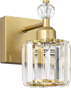 PRESDE Single Crystal Wall Sconce, Modern Gold Vanity Light Fixture, 1-Light by HOME