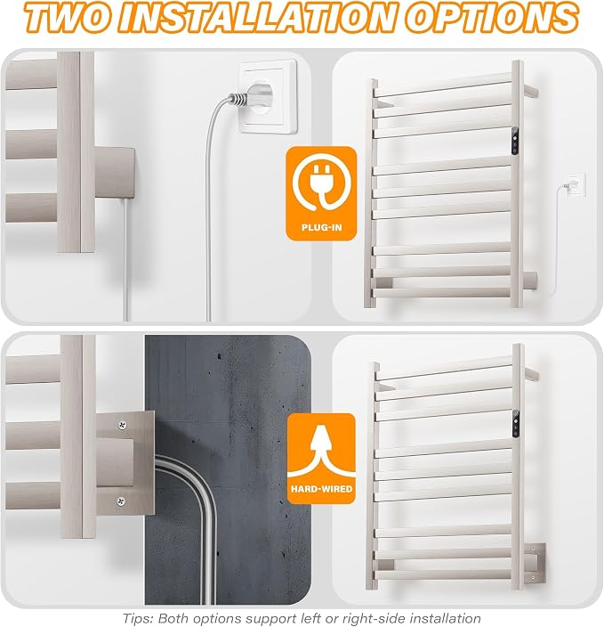 9 Bars Wall Mounted Towel Warmer, Heated Towel Rack - Image 3