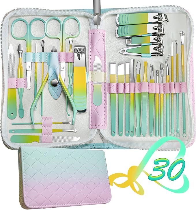 Manicure Set 30 in 1 Nail Clippers Set, Nail Manicure Kit by RedFlow-official