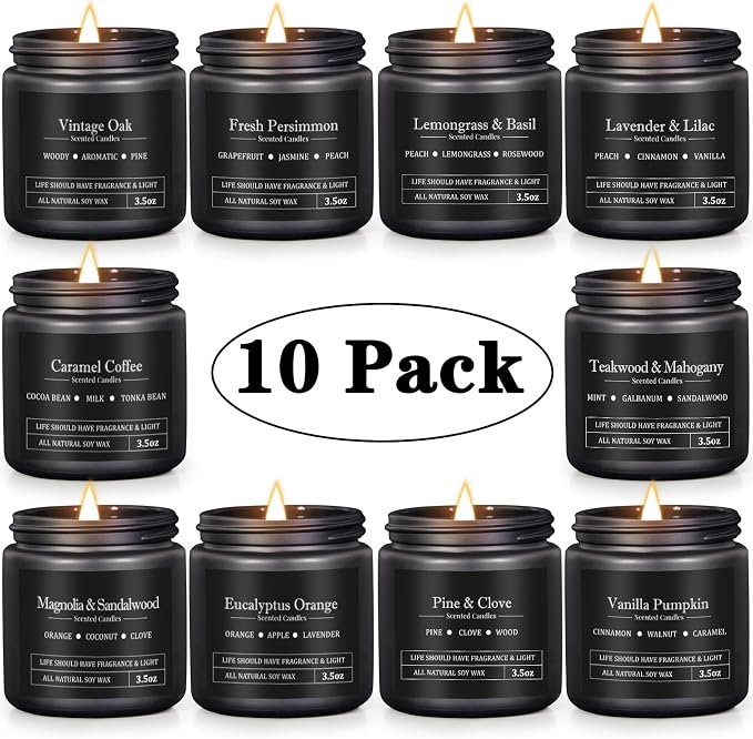 10 Pack Scented Candles for Men, Masculine Candle Gift Set - Image 2