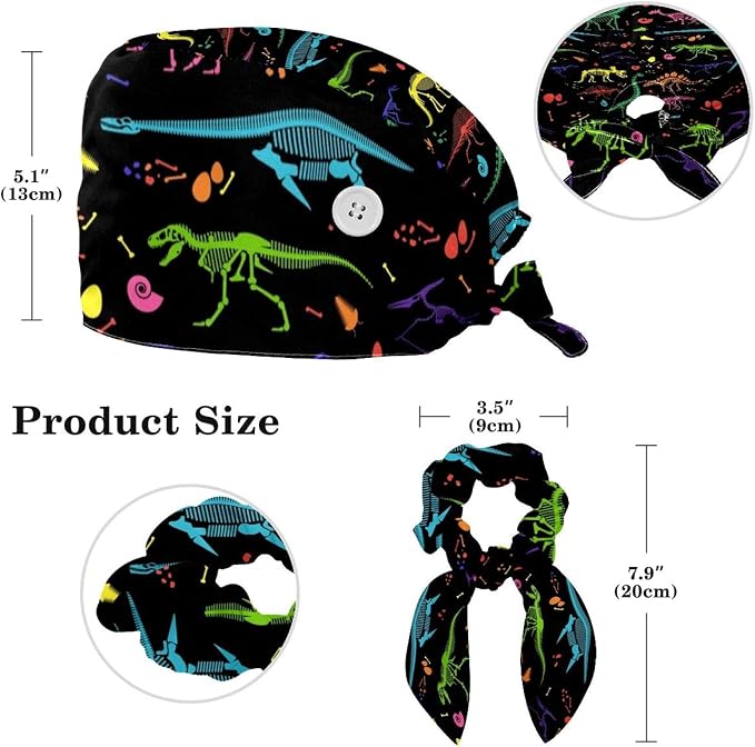 Scrub Cap with Hair Scrunchy, Ponytail Holder Surgical Cap - Image 2