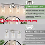 4-Light Bathroom Light Fixtures, Brushed Nickel Modern Vanity Lights Over Mirror - Image 7