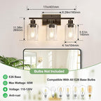 Indoi 3 Light Bathroom Light Fixtures, Oil-Rubbed Bronze Modern Vanity Lights - Image 8