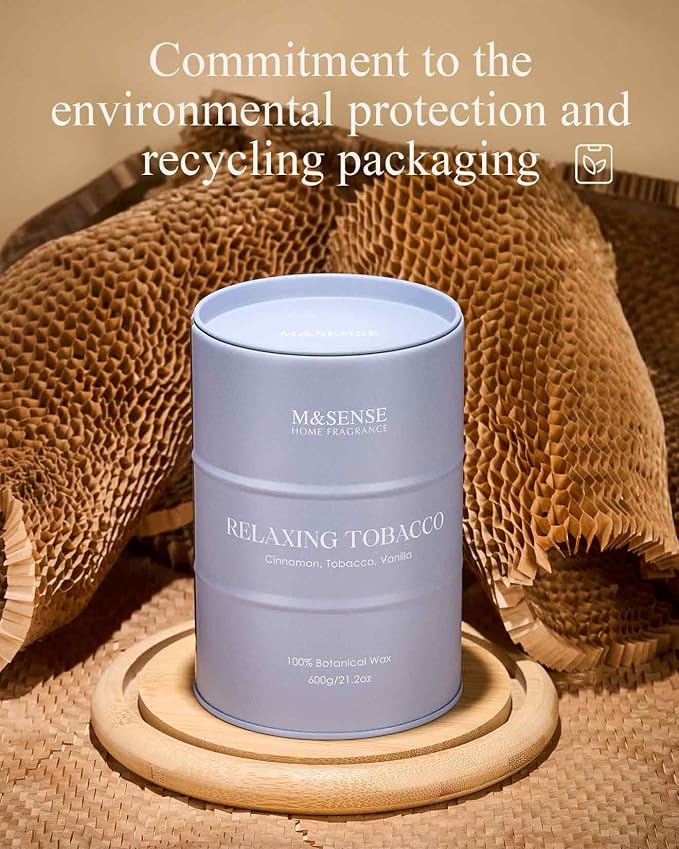 M&SENSE Vanilla Tobacco Scented Candles Large, Natural Soy Candles 21.2oz 120 - Image 6
