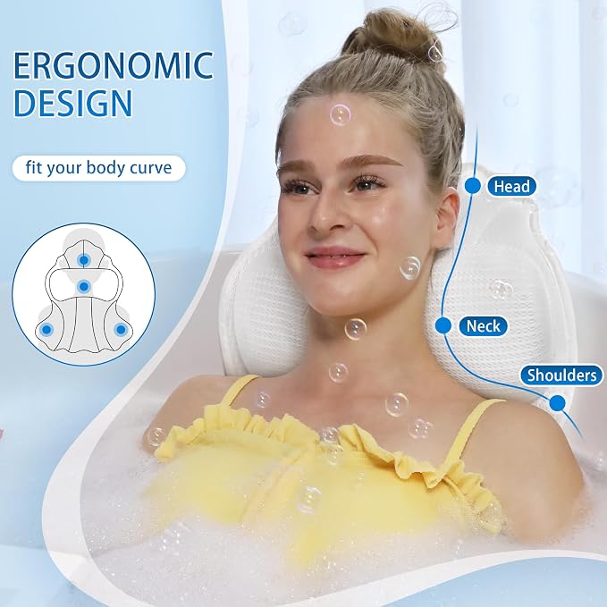 Poemland Bath Pillow for Tub, Luxury Bath Pillow Soft 4d Mesh, Bathtub Pillow - Image 3