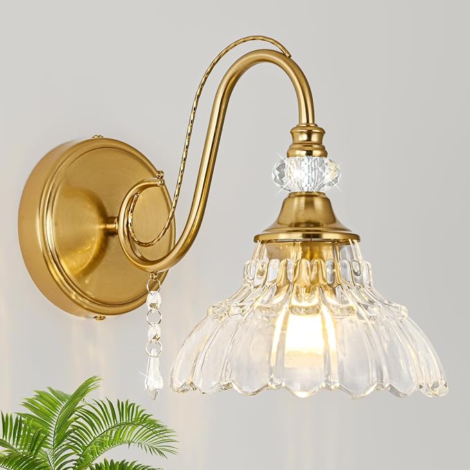 1 Piece Vintage Wall Sconce, 1-Light Brushed Gold Finish Wall Sconce by Unknown