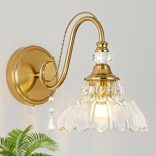 1 Piece Vintage Wall Sconce, 1-Light Brushed Gold Finish Wall Sconce by Unknown