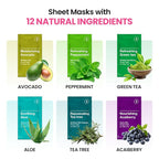 GLAM UP Korean Facial Sheet Mask 12 Combo Pack | Hydrating & Moisturizing Face - Image 4