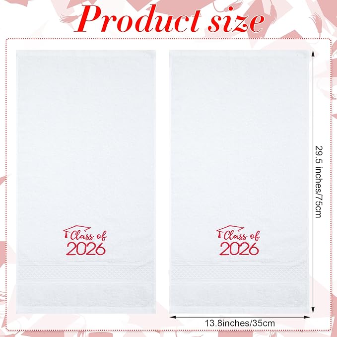 MASHAN Class of 2026 Graduation Hand Towels 3 Pack, 100% Cotton Soft Absorbent - Image 2