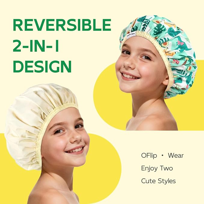 Years calm Kids Shower Cap, Waterproof Reusable Cartoon Bath Cap - Image 4