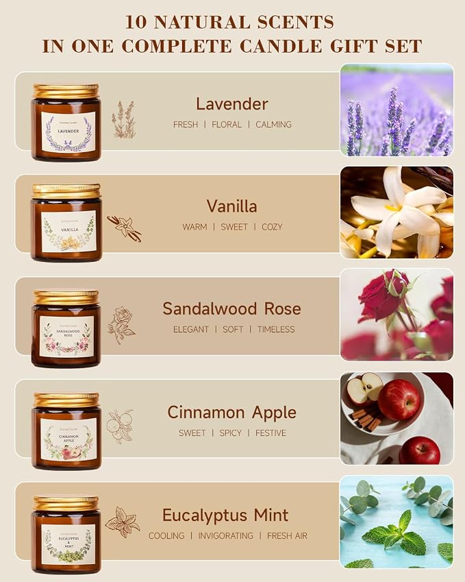 Scented Candles Set for Women Gifts, Soy Wax Candle 10 Pack, Long Lasting - Image 3