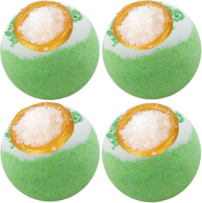 Green Tea Coarse Salt Bath Bombs Balls, Moisturizing Dry Skin, Fizzy Spa by Focusingonbathingproducts