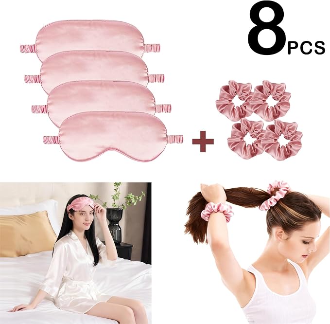 Satin Eye Mask 8Pcs Silk Sleep Masks Silky Blindfold Eyeshade Blackout Eyes - Image 2