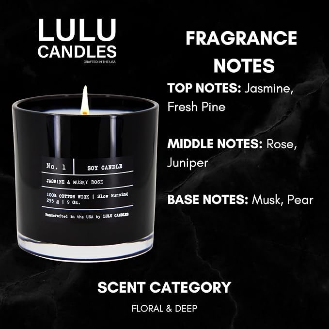 Lulu Candles | Jasmine & Musky Rose | Luxury Scented Soy Jar Candle | Hand - Image 2