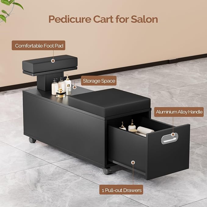 OmySalon Pedicure Cart, Foot Bath Trolley - Image 3