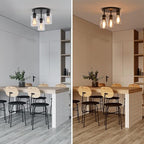 3-Light Industrial Farmhouse Black Matte Light Fixtures Ceiling Mount, - Image 6