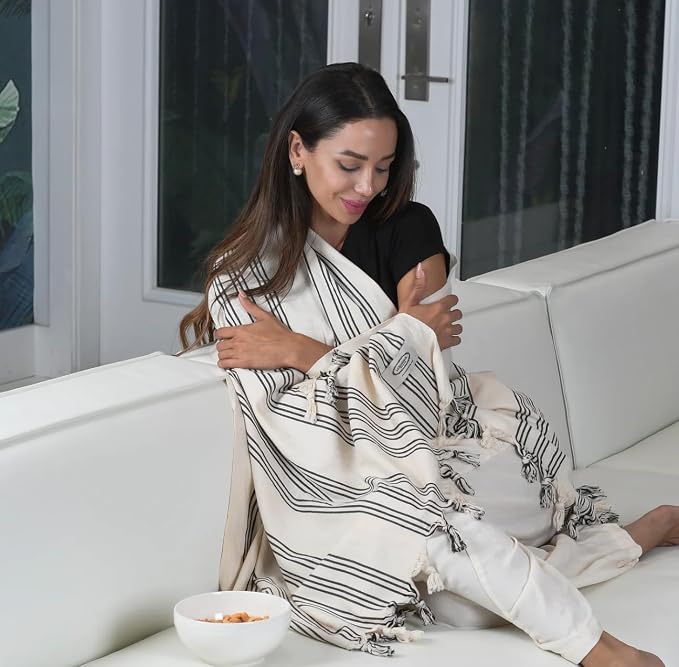Morrocan Beach Towel | Cotton Blanket Throw, Sand Free, Quick Dry, Turkish - Image 5