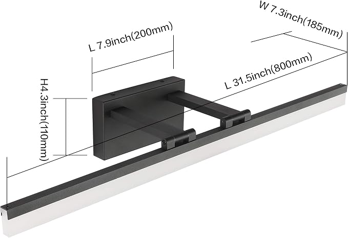 SOLFART Black Modern Bathroom Lights Over Mirror 31.5 inch Vanity Lighting Wall - Image 3