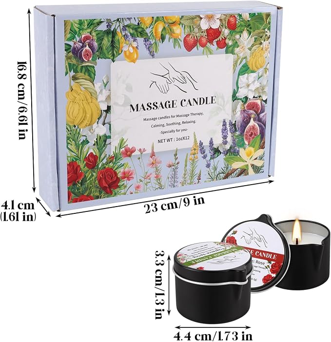 12pcs Massage Oil Candle, Moisturising Natural Soybeans Gift Sets, 1oz Low - Image 2