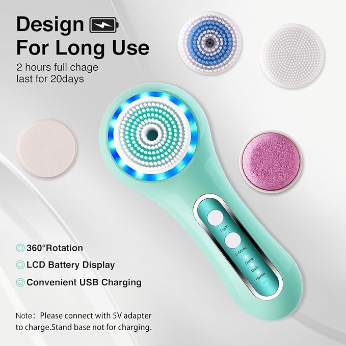UMICKOO Electric Facial Cleansing Brush, 2-Way Rotating Face Scrubber - Image 7