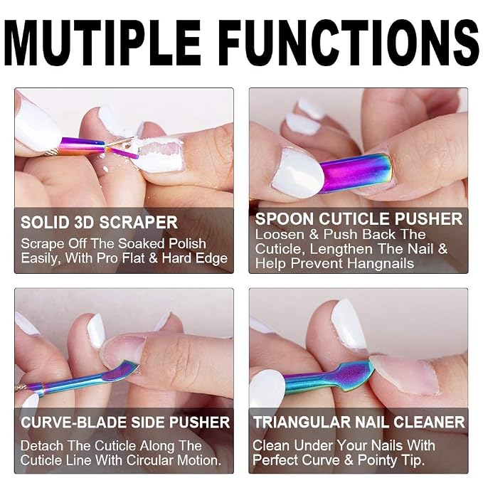 2PCS Metal Cuticle Pusher and Scraper, Colorful Nail Trimmer Cutter Stainless - Image 2
