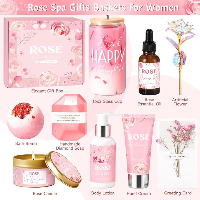 Mothers Day Gifts for Mom, Birthday Gifts for Women, Rose Relaxing Spa Gift - Image 2