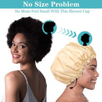 3 Pack Extra Large Double Layer Adjustable Shower Caps - Image 2