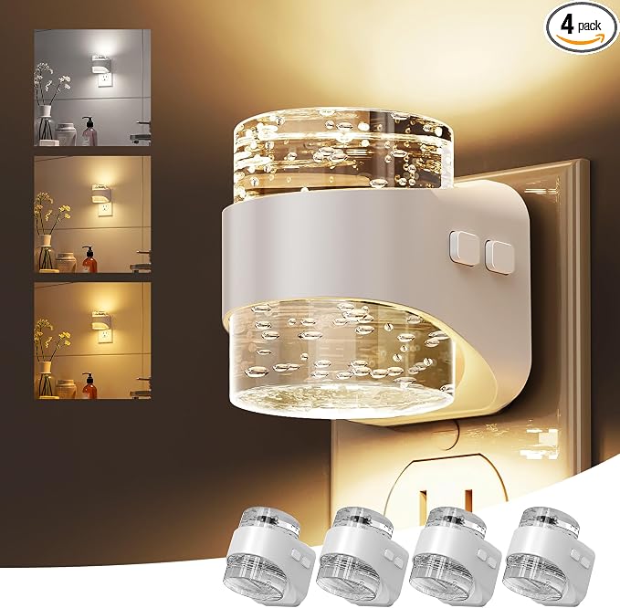 L LOHAS LED Night Light, 3CCT Bubble Night Lights Plug into Wall, 4 Pack by LLOHASLED