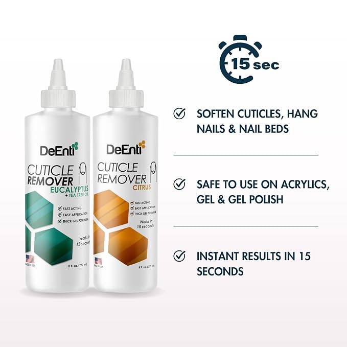 DeEnti Instant Cuticle Remover Gel, Eucalyptus, 8 Oz Bottle, Professional - Image 2