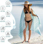 Ray Silver Turkish Beach Towel – 100% Cotton 40x71 Quick Dry Oversized Sand - Image 4