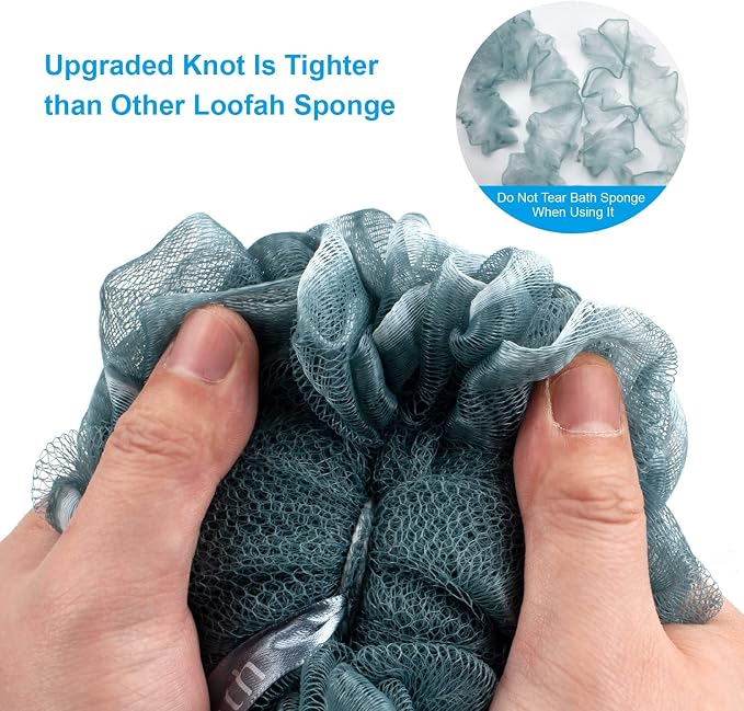 AmazerBath Shower Sponge Loofah Back Scrubber, PE Soft Mesh Loofah Body Scrubber - Image 2