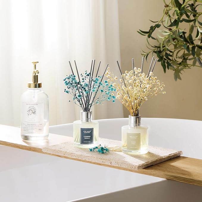 Airkeep Reed Diffuser 3.38 oz 2pk, Clean Linen/Cashmere Vanilla Scented Reed - Image 3