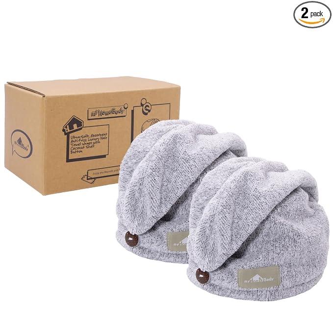 myHomeBody Hair Towel Wrap, Luxury Quick Drying Turban, Ultra Soft Absorbent by myHomeBody