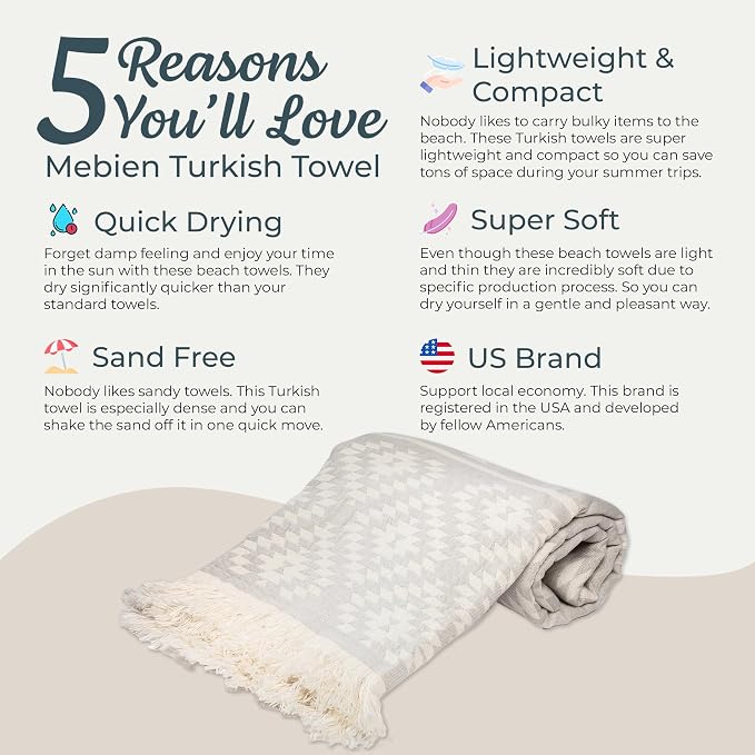 Premium 100% Cotton Turkish Towel – Vintage Light Grey, 35”x 67” – Quick Dry - Image 3