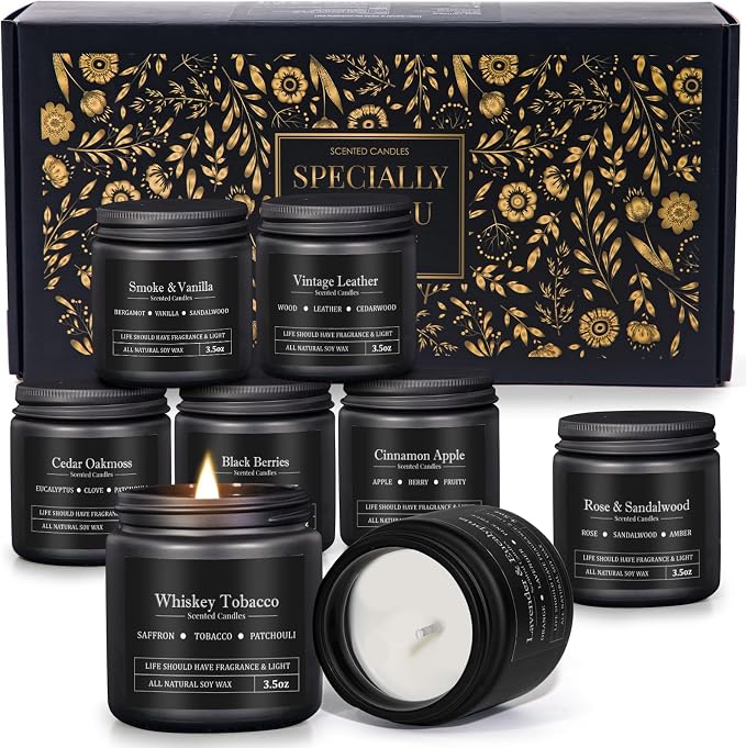8 Pack Scented Candles for Men, Masculine Candle Gift Set by YMing