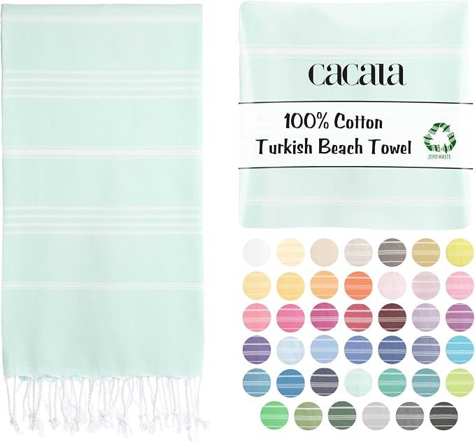 Cacala Lightweight and Thin Turkish Beach Towel 100% Cotton Sand-Free and by Cacala