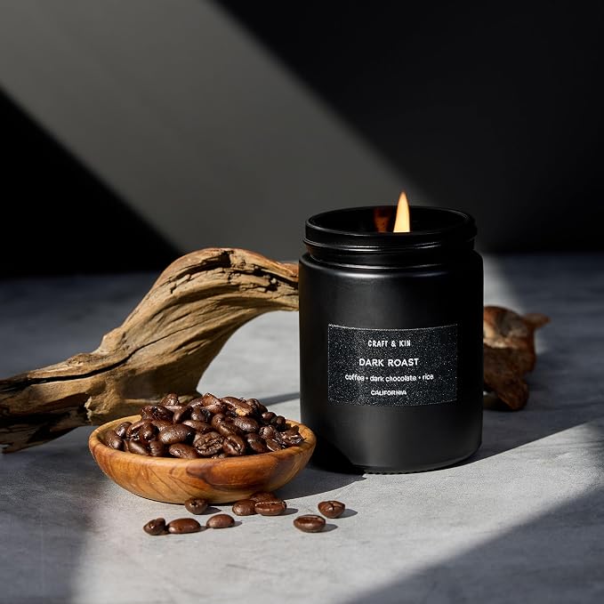 Craft & Kin Premium Dark Roast Coffee Candle | Black Scented Candles - Image 2