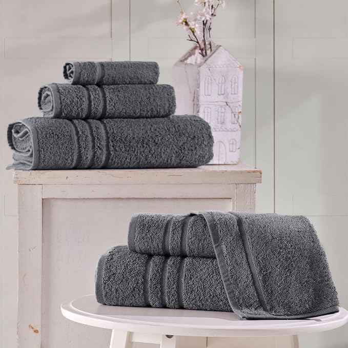 Hawmam Linen Grey 6 Piece Bath Towels Set - Image 2