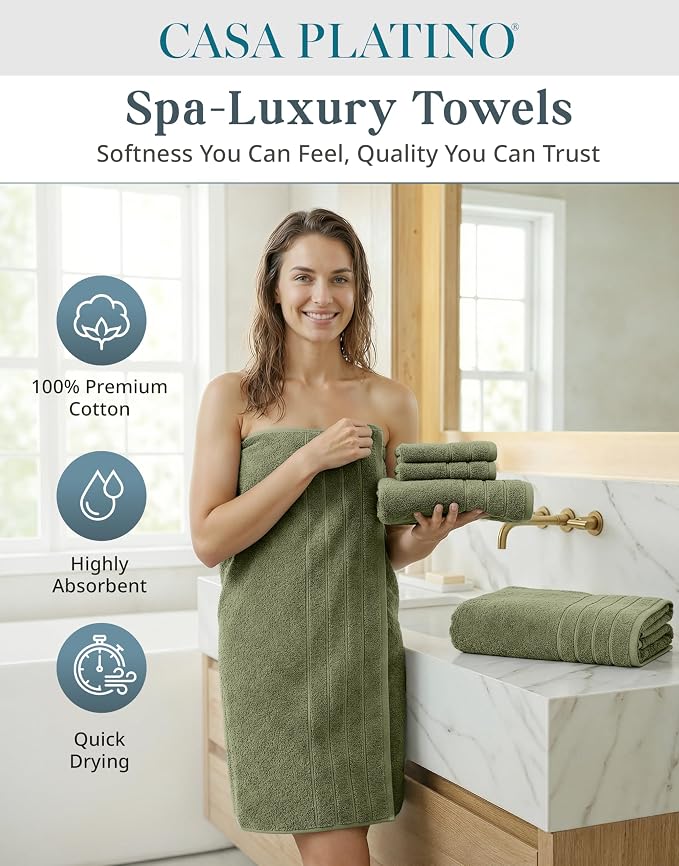 Casa Platino 100% Luxury Cotton Bath Towel Pack of 18 - Image 2
