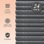White Classic Wealuxe Dark Gray Washcloths 24 Pack - Image 2