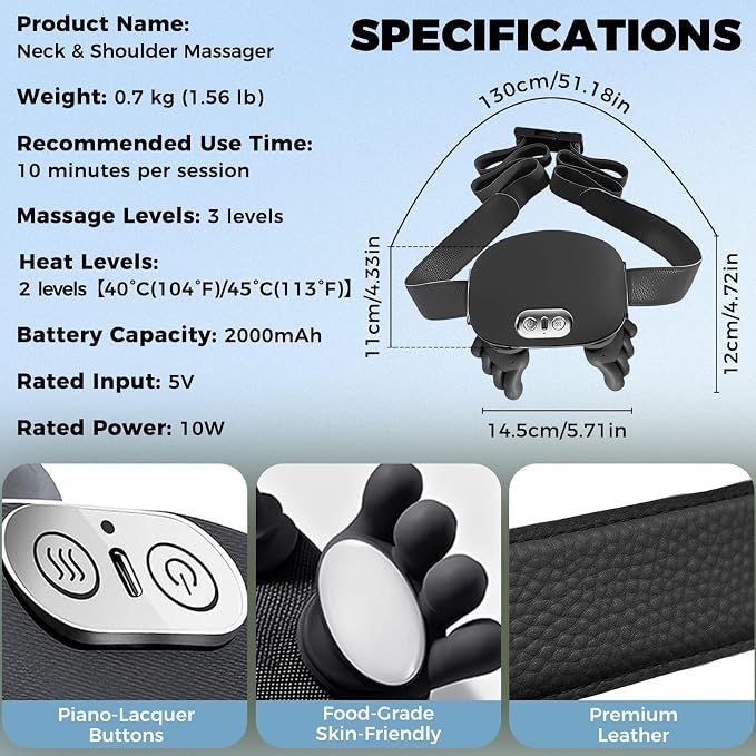 Shoulder & Neck Massager with Heat, 4D Bionic Heated Neck Massager with Fingers - Image 4
