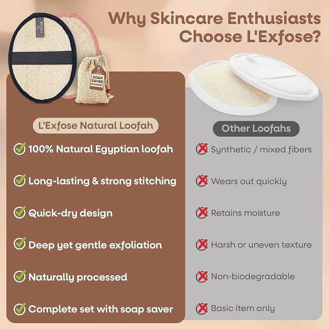 L'Exfose Organic Natural Loofah Body Scrubber - Image 6