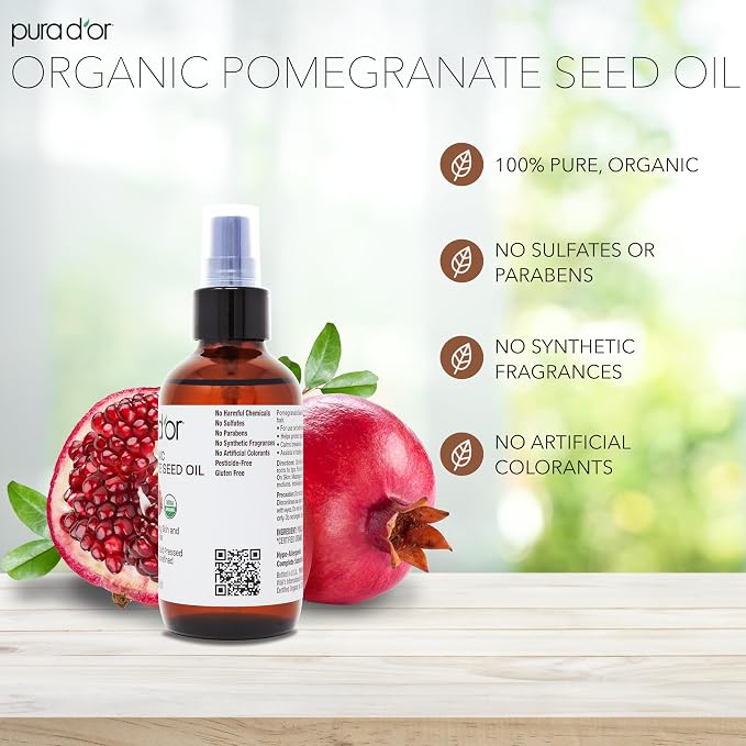 PURA D'OR 4 Oz ORGANIC Pomegranate Oil - Image 3